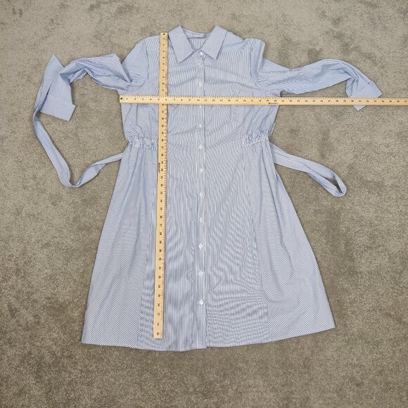 Signature Women's Striped Shirt Midi Dress Size Large 100% Cotton Old Money - Picture 6 of 8